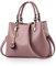 NICOLE & DORIS Damen Kleine Top Griff Henkeltasche Kunstleder Umhängetasche Handtasche Tote Shopper mit Anhänger Schlüsselring Rosa