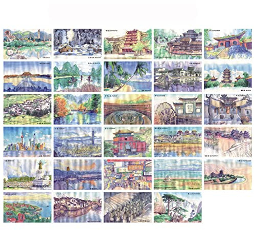 30 Stück 1 Set China Famous Travel Sights Landscape Postkarten Grußkarten Geschenk Blanko Postkarten (handbemalt)