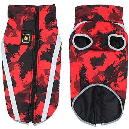 Idepet Haustier Katze Hundemantel, warme Hundepullover Winter klein mittel groß Hundejacken Weste Winddicht Schneeanzug Hundekleidung Outfit mit Gurtloch