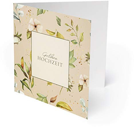 (10 x) Goldene Hochzeit Einladungskarten Goldhochzeit 50 Jahre Einladung - Blumen