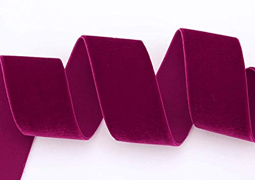 finemark 3 m x 36 mm Samtband WEINROT (424 Wine) Dekoband Bordeaux Velour einseitig Samt festkantig Velvet Ribbon zum nähen dekorieren