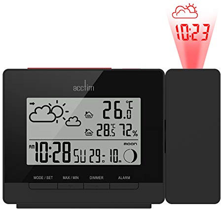 Acctim Neige Weather Station Projection Alarm Clock in Black