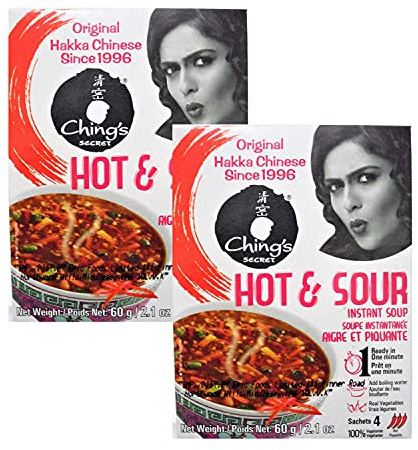Chings Soup Hot and Sour 55g (Pack of 2) – Creamy and Wholesome Sweet Corn – Crunchy Veggie Bits