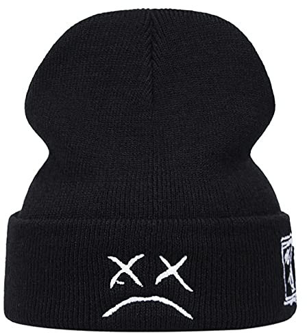 Lil Peep Wintermütze mit Stickerei, Lil.Peep Love, Strickmütze, Skullies, warm, Ski, Hip-Hop-Mütze, Outdoor-Mütze, Schwarz, Schwarz, Einheitsgröße