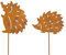 B2S BACK2SEASON 2 x Metall Stecker Igel Pärchen Edelrost Herbstdeko Garten Stab Topfdeko 2er Set