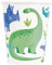 Unique- Gobelets en Carton Fête des Dinosaures Bleus et Verts-Paquet de 8, 82215, Multicolour, 9cm x 7.5cm / 3.5 in x 3 in