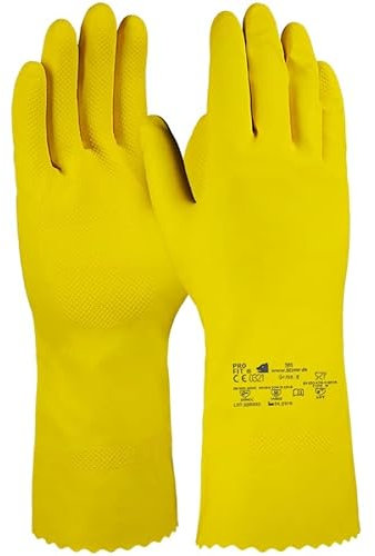 Profit Fitzner 385-7 Haushaltshandschuh, Latex, Gelb, 7 Größe, 144 Stück