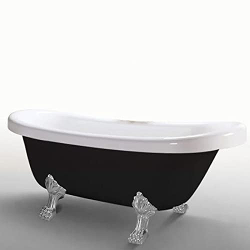 Freistehende Badewanne Badezimmer Acryl Antik Nostalgie Standarmatur Silber schwarze Wanne mit silbernen Füßen