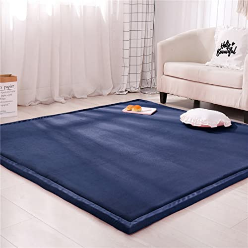 Fancytan Spielmatte Krabbelmatte Baby Kinder Matte, Extra Dick 3cm Faltbar, Teppich Kinder Krabbeldecke Weiche rutschfest Tatami kinderzimmer Deko, Dunkelblau, Grösse: 200x200cm