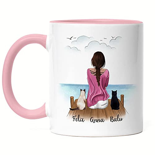 Kiddle-Design Katzenmama Tasse Rosa Personalisiert Katzenbesitzer Geschenk Katzenliebhaber Katzen Cat Mom Katzenfan Katzenmotiv Haustier