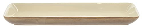 BITZ Servierplatte, Rechteckige Platte/Schale aus Steinzeug/Keramik, Servierteller Rechteckig, 38 x 14 x 3,5 cm, Wood/Sand (Beige)