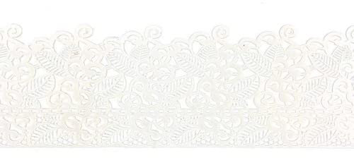 essbare Tortenspitze als filigrane Deko | 38 x 8 cm fertige Zucker-Spitze | Blüten und Blätter weiß | fertiges Icing zum Gebrauch | Sweet Lace perlweiß mit cremeweißem Ton | Cake Company