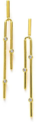 C.Paravano Ohrringe Gold Hängend | Ohrringe Hängend mit Anhänger Zirkonia | Goldene Ohrringe Damen 18 Kt vergoldet | Gold Hoops Pendant Earrings | Schmuck Geschenke für Hochzeiten Geburtstag