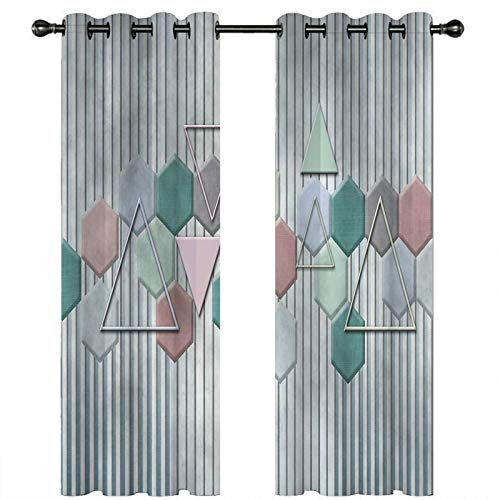 Homxi Vorhang Set Blickdicht 2er Set,2 x 137W x 115H cm,Vorhänge Blickdicht Modern Grau Geometriemuster Ösenvorhang Modern