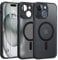FLLAO Magnétique Coque pour iPhone 15 avec 2 Verre Trempé, Compatible avec MagSafe, Protection d'objectif Tout Compris, Etui Translucide Mat Arrière Housse Fine Antichoc Case, Noir