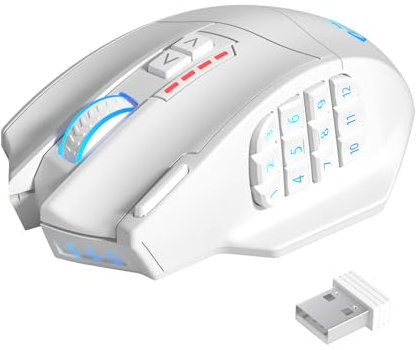 Gamspeed V8 Pro Wireless Gaming Mouse 2.4G, 16000DPI Mouse MMO RGB cablato/wireless, Mouse Multitasti con Illuminazione Chroma RGB, con 16 pulsanti programmabili e sensore ottico professionale