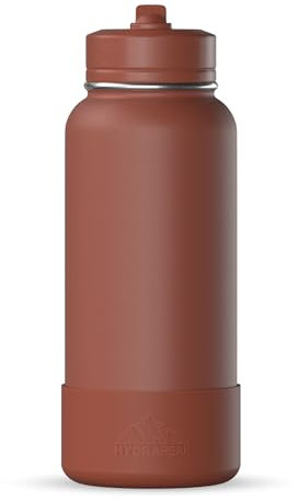 Hydrapeak 32oz Sport Insulated Water Bottle with Straw or Chug Lid, Leak & Spill Proof, Keeps Drinks Cold for 24 Hours, Hot for 12 Hours, Premium Stainless Steel Water Bottles (32oz, Gingerbread)