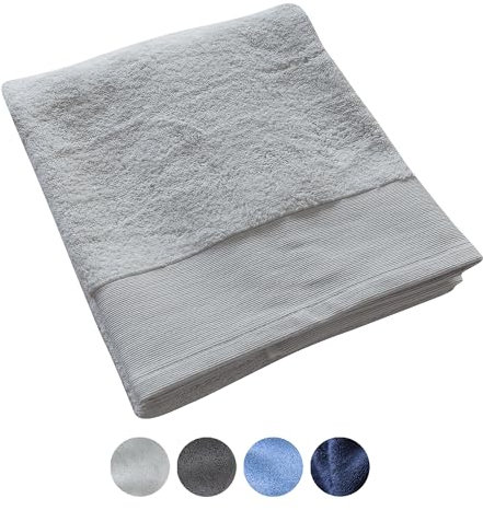 Jean & Len Dusch-Handtuch aus 100% Bio-Baumwolle, in der Farbe hellgrau, mit Aufhänger, Oeko-TEX und GOTS Zertifiziert, modernes & Zeitloses Design, Duschhandtuch 70x140 cm