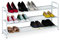 Relaxdays Schuhregal, 12 Paar Schuhe, 3 Ablagen, H x B x T: 48 x 100 x 25,5 cm, Metall, schmal, Schuhablage Flur, weiß