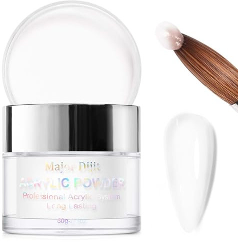 Clear Acrylic Nail Powder - 60g, Transparent, No UV Lamp, Strengthens, DIY Art