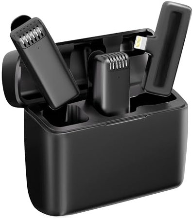 2-in-1 Wireless Lavalier Microphone for iPhone iPad with Charging Case - Mini Microphone Lapel Mic for Video Recording - Tiny Clip on Phone Mic for Podcast Camera Vlogging YouTube Tiktok