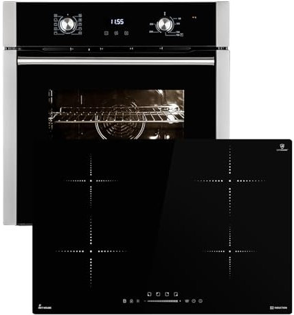 Autarkes Herdset | 60cm Einbaubackofen EB8005ED | 77cm Induktionskochfeld IH87704RL | Pizzafunktion | Grill | Umluft | Heißluft | Automatik-Timer | 2-fach Wärmeschutzverglasung | SET8005IH877RL