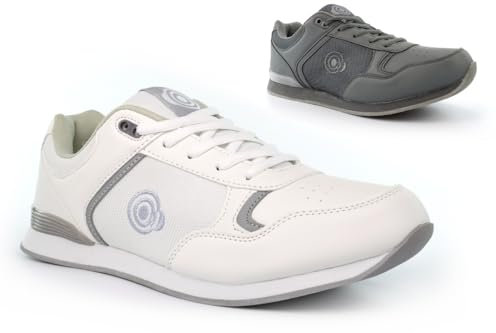 Mens Bowling Shoes Womens Bowling Trainers Ladies Bowls Shoes Mens Lawn Bowls Trainers Garden Bowl Shoe Garden Bowl Trainer Grey/White 9 UK