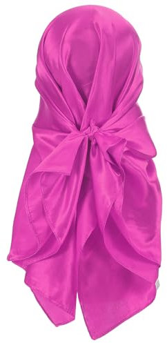 PATIKIL 90cm Sciarpa in Raso, Grande Sciarpa Quadrata Bandane per Capelli Effetto Seta Sciarpe Avvolgere Testa per Donne, Fucsia