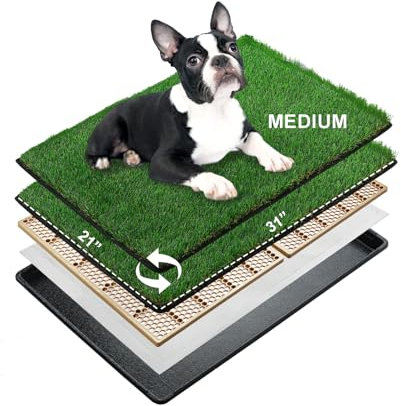 MEEXPAWS Toilettes pour Chien avec Gazon Artificiel, 79×53 cm Bacs à Litières pour Chiens avec Pelouse Artificielle Exterieur Intérieur, Plateau de Pot pour Moyen Chien avec Pipi Pad Tapis d’Herbe