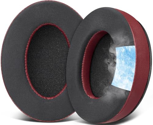 SOULWIT Cooling Gel Replacement Earpads Cushions for HyperX Cloud 1/2/3/Pro/Core/Alpha/Alpha S/Alpha Pro/Flight/Flight S/Stinger/Stinger S, CloudX Stinger/Stinger Core/Flight Headset - Burgundy