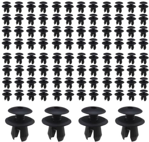 Buaak 100 Stück Türverkleidung Clips, Befestigungsclips für VW T4 T5, Türverkleidungsklammern für Verkleidungen, Türverkleidungen, Stoßstangen, Kotflügel, 70186729901, 701867299, 9mm Loch (Schwarz)