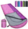 WKFAMOUT XL Schlafsack Outdoor 10℃ Deckenschlafsack für Erwachsene Maschinenwaschbar Schlafsäcke 3–4 Jahreszeiten mit Kompressionssack Camping Wandern 220x85CM Rosa