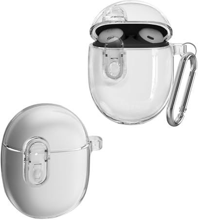 KZIOACSH Clear Case for Google Pixel Buds PRO 2, Ultra Slim Anti-Scratch Anti-Lost Protective Earbuds Case Lightweight Washable Sumdge-Proof Earphone Silicone Skin Cover with Carabiner