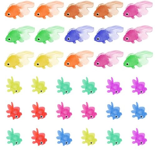 EIH1 30 Stück Künstliche Bewegliche Fische Zwei Größen Schwimmende Fisch Weiche Goldfisch Kinder Simulation Fische Für Kinder Spielzeug Badespielzeug,aquarium Dekoration Zufällige Farben