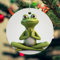 Christbaumschmuck aus Keramik, lustiger Frosch, Yoga, hängende Dekoration, 6,9 cm