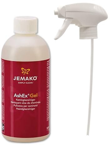 Jemako AshEx Kaminglasreiniger inkl. Schaumpumpe für die mühelose Entfernung von Russ, Fett und hartnäckigen Verschmutzungen (1x500ml + SP)