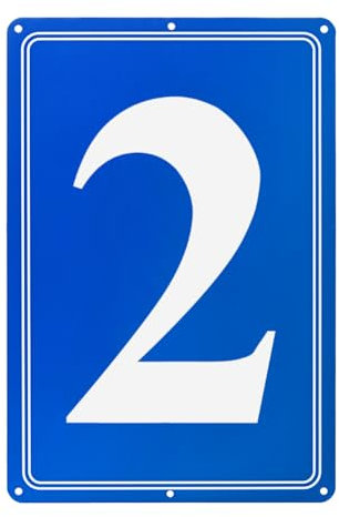 M METERXITY Aluminum Number Sign 2, 11.8 Inch House Numbers and Metal Letters, Parking Spot Letter Signs, Metal Letter Wall Decor for Garden/Door/Mailbox [White Text On Blue]
