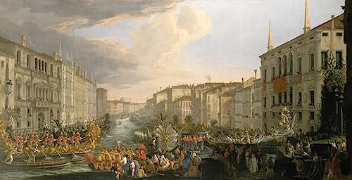 FIKAGXQGT Wandkunst Dekorative Leinwand Wand Kunst Leinwand Wandkunst Poster eine Regatta auf dem Canalvon Luca Carlevaris Bilder Moderne für Wohnzimmer-Dekor 60x90cm