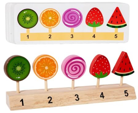 Colorful Design Popsicle Toys, Wooden Popsicle Toy Kit, Learning Puzzle Toy for Kids, Day Wooden Ice Cream Kit 21.7x4x9cm for Indoor, Present, Home, Living Room, Multicolor