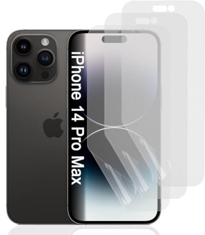 Hhfcryst Hydrogel Matte Screen Protector for iPhone 14 Pro Max, Pack of 3, Anti-Scratch, Anti-Glare TPU Protective Film, Anti-Fingerprint, Highly Sensitive Hydrogel Film