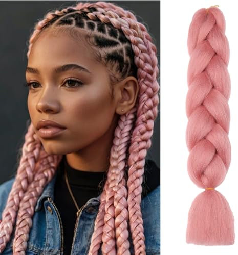 ShowJarlly Capelli per Treccine Africane Jumbo Treccia Capelli 24 Morbido Extension per Treccine Africane 1 Pack Treccine Africane Extension Capelli(Rosa#)
