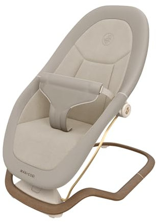 Maxi-Cosi Dove, Babywippe, 0–3 Jahre, 0–15 kg, Leichtgewicht Babywippe, Zusammenklappbar, Tragbar, Natürliches Wippen, 3 Liegepositionen, Eco Care 100% Recycelte Stoffe, Elegance Beige