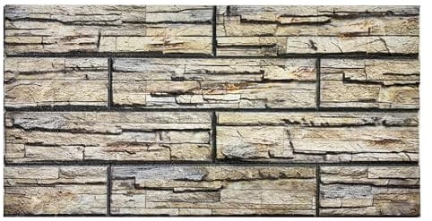 K&B Panels 3D Wall Panels, Slate Effect Styrofoam Wall Panelling Kit, Lightweight, Easy to Install, Dual Insulation to Reduce Acoustic Noise, Indoor & Outdoor (Block Slate Natural Beige) (1 Panel)