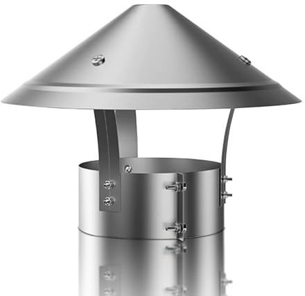 Terminale Antivento E Antipioggia In Acciaio Inox Comignolo Canna Fumaria Comignolo Antivento Terminale Per Camino Con Base Tonda Stufa A Legna O Pellet 200mm(304 material,250 mm(10 in))