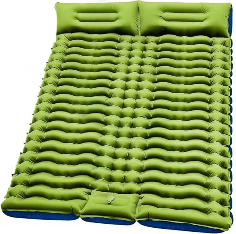 TravelHawk Luftmatratze Selbstaufblasend Grün - 2 Personen - Lutfbett mit Eingebauter Pumpe Isomatte Ultraleicht mit Kissen Wasserdicht für Outdoor, Camping, Rucksackreisen
