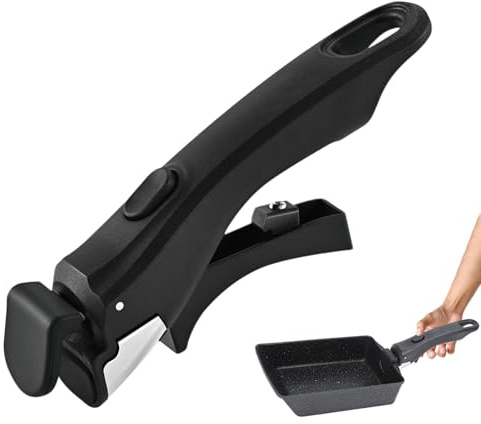 Poignée Amovible Universelle Noire Résistante Chaleur, Résistante à la Chaleur jusqu’à 250°C Poignée Casserole Amovible Pression, pour Poêles, Faitouts et Saucières, Installation et Démontage Faciles