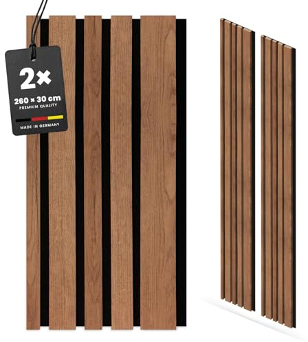 KGM Akustikpaneele Blend Eiche Bronze MDF - 30 x 1,7 x 260 cm, 2er Set | 3D-Wandverkleidung mit Filz, foliert, schallabsorbierend, 1,56 m² Deckung, für Wohn- & Büroräume, PEFC-zertifiziert