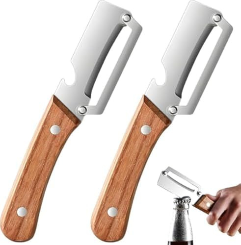 Multi-Functional Vegetable Peeler for Kitchen, 2 in 1 Stainless Steel Fruit and Vegetable Peeler with Bottle Opener Portable for Easy Potato, Fruit & Veggie Peeling (2)