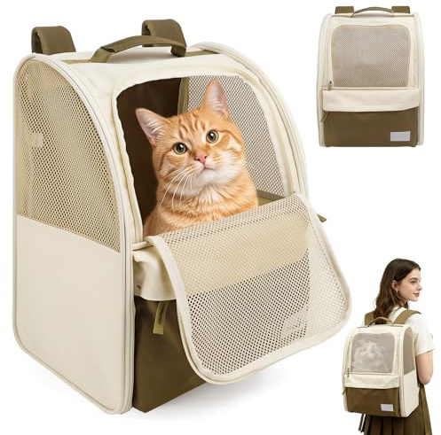 VDSTAR Katzenrucksack Hunderucksack für Katzen und Kleine Hunde 8kg | Haustier Rucksack mit Netzfenster Faltbare Katzentasche