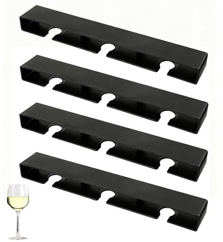 Dexpally 4 Pezzi Porta Bicchieri da Vino Sospeso Supporto per Calici Vino Senza Foratura Portabicchieri Appendere Porta Calici Sottopensil per Calici Sottopensile Bar Cucina e Ristorante (Nero)
